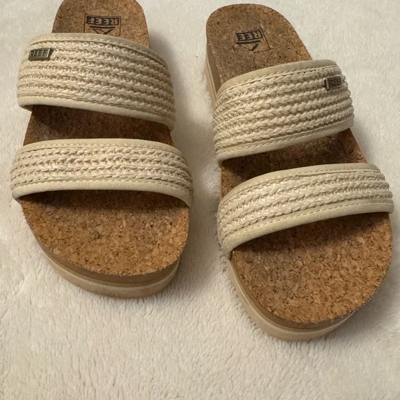 Reef Cork Platform Sandals with Cream Straps - Picture 1 of 5